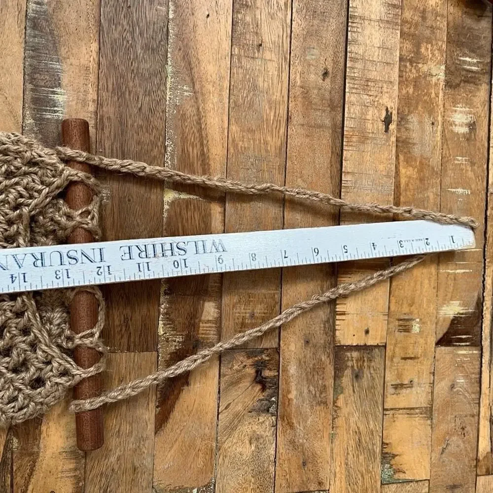 Crochet Wall Baskets (2) Natural Jute Wooden Rods Wall Pocket